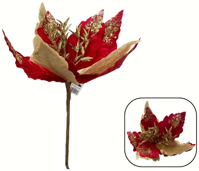 Vara Nochebuena Brillo Navideño Rojo Dorado