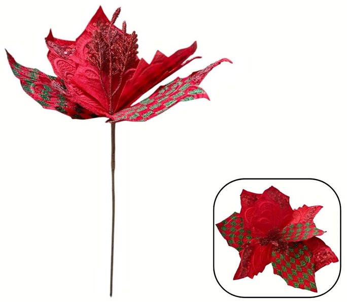 Vara Noche Buena Decorada Rojo