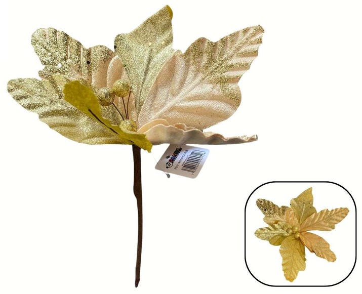 Vara Noche Buena con Cerezas Dorado